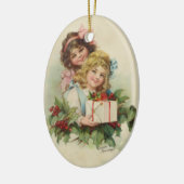 Two Girls Holly Gift - Francis Brundage Keramikornament (Links)