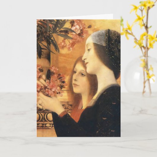 Two Girls with an Oleander by Gustav Klimt Karte (Gelbe Blume)