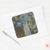 Two Girls with Parasols Quadratischer Aufkleber (Umschlag)