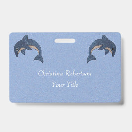 Two Glittery Jumping Dolphins Dark Blue White Ausweis