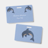 Two Glittery Jumping Dolphins Dark Blue White Ausweis (Vorder- & Rückseite)