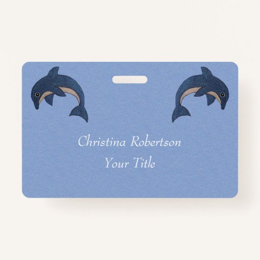 Two Glittery Jumping Dolphins Dark Blue White Ausweis (Vorderseite)