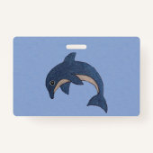 Two Glittery Jumping Dolphins Dark Blue White Ausweis (Rückseite)