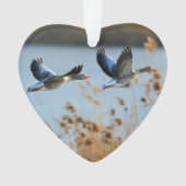 Two  Goose Wildlife Lake Dated Photo Custom Ornament (Vorderseite)