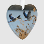 Two Goose Wildlife Lake Dated Photo Custom Ornament (Vorderseite)