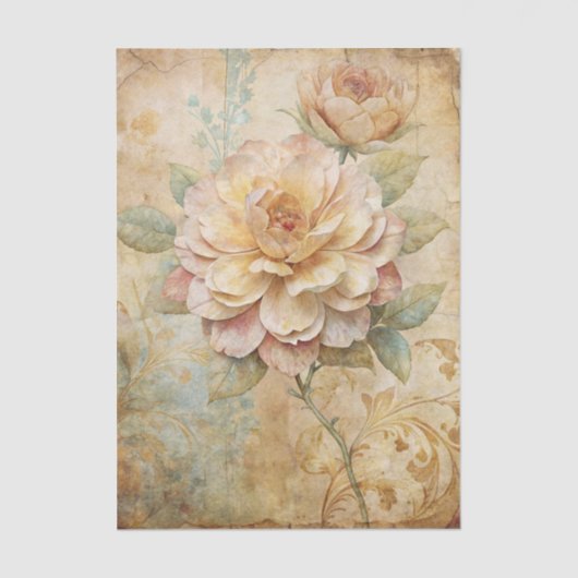 Two Gorgeous Peonies on a Collage Background Seidenpapier (Vorderseite)