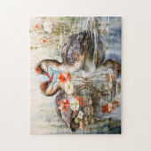 Two grebes among white pond plants puzzle (Vertikal)