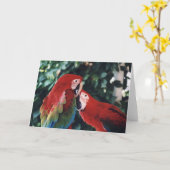 "Two Green Wing Macaws" Birdc Foto Grußkarte Karte (Gelbe Blume)