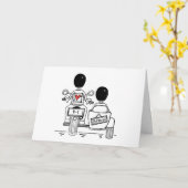 Two Grooms Biker Motorcycle and Sidecar Wedding Karte (Gelbe Blume)