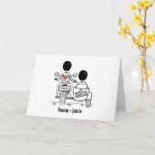 Two Grooms Biker Motorcycle and Sidecar Wedding Karte (Gelbe Blume)