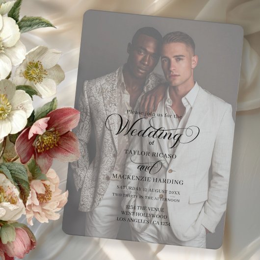 Two Grooms Wedding Photo Template Einladung
