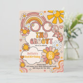 Two Groovy 70s Flower Power Rainbow Birthday Party Einladung (Stehend Vorderseite)