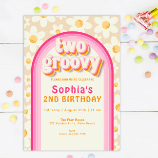 Two Groovy Boho Daisy Rainbow 2. Einladung
