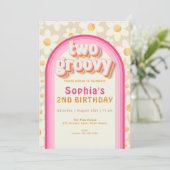 Two Groovy Boho Daisy Rainbow 2. Einladung (Stehend Vorderseite)