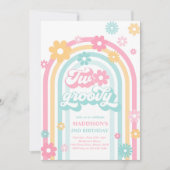 Two Groovy Boho Daisy Rainbow 2. Party Einladung (Vorderseite)