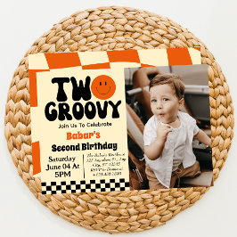 Two Groovy Boy 2. Geburtstag Foto Einladung