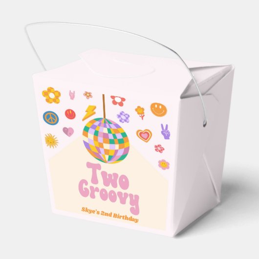Two Groovy Disco Ball 2nd Birthday Party Geschenkschachtel (Rückseite)