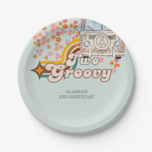 Two Groovy ist ein vibe daisy Van 2. Geburtstag Pappteller