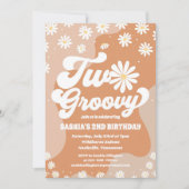 Two Groovy Retro Daisy 2nd Birthday Invitation Einladung (Vorderseite)