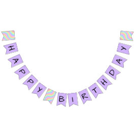 Two Groovy Retro Pastel Rainbow 2nd Happy Birthday Wimpelkette