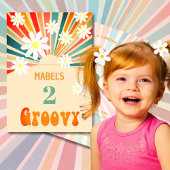 Two Groovy Sunray Floral 2ND Geburtstag Einladung