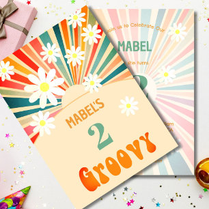 Two Groovy Sunray Floral 2ND Geburtstag Einladung