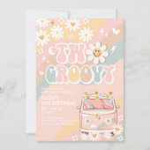 TWO Groovy Van 2. Pastel Groovy Birthday Einladung (Vorderseite)