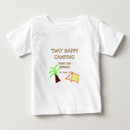 Two happy camping 2nd birthday tree camp kids baby t-shirt (Vorderseite)