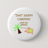 Two happy camping 2nd birthday tree camp kids button (Vorderseite)