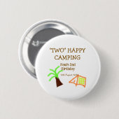 Two happy camping 2nd birthday tree camp kids button (Vorne & Hinten)
