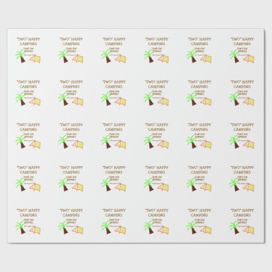 Two happy camping 2nd birthday tree camp kids geschenkpapier (Flach)