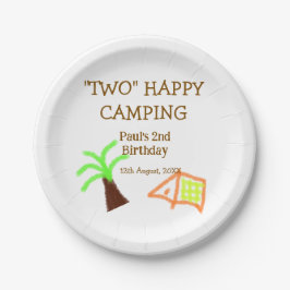 Two happy camping 2nd birthday tree camp kids pappteller