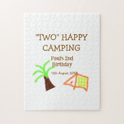 Two happy camping 2nd birthday tree camp kids puzzle (Vertikal)