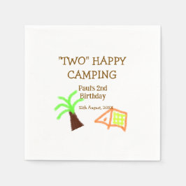 Two happy camping 2nd birthday tree camp kids serviette