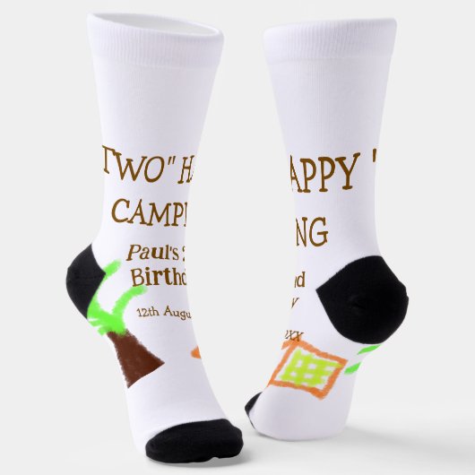 Two happy camping 2nd birthday tree camp kids socken (Gewinkelt)