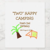 Two happy camping 2nd birthday tree camp kids weinetikett (Einzelnes Label)