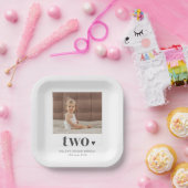 Two Heart Foto 2. Geburtstag Begrüßungszeichen Pappteller (Party)