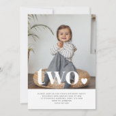 Two Heart Foto Erster Geburtstag Einladung (Vorderseite)