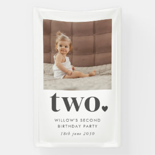 Two Heart Square Foto 2. Geburtstag Banner
