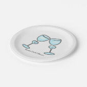 Two Heart Wine Glasses Brautparty Verlobung Pappteller (Schrägansicht)