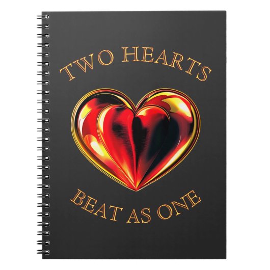 Two Hearts Beat As One Soulmate Valentine Black Notizblock (Vorderseite)