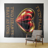 Two Hearts Beat As One Twin Flames Soulmates Love Wandteppich (Beispiel (Horizontal))