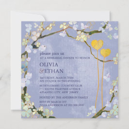 Two Hearts Blue Elegante Hochzeit Probe Dinner Einladung