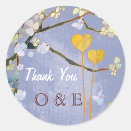 Two Hearts Blue Wedding Vielen Dank Runder Aufkleber