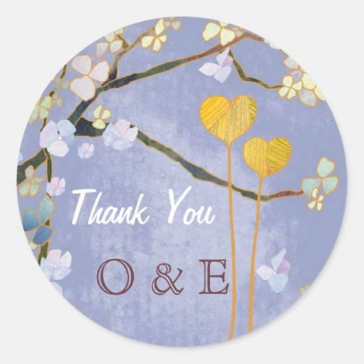 Two Hearts Blue Wedding Vielen Dank Runder Aufkleber (Vorderseite)