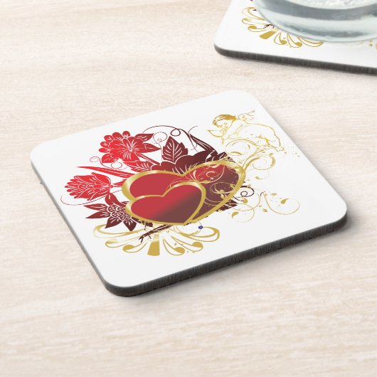 Two Hearts Bouquet Untersetzer (Linke Seite)