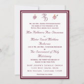 Two Hearts Burgundy Catholic Wedding Invitation Einladung (Vorderseite)