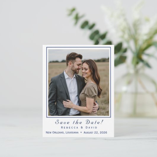 Two Hearts Catholic Flat Save The Date Card (Stehend Vorderseite)