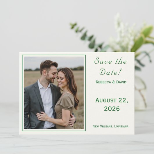 Two Hearts Catholic Flat Save The Date Card (Stehend Vorderseite)