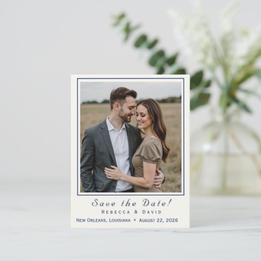 Two Hearts Catholic Flat Save The Date Card (Stehend Vorderseite)